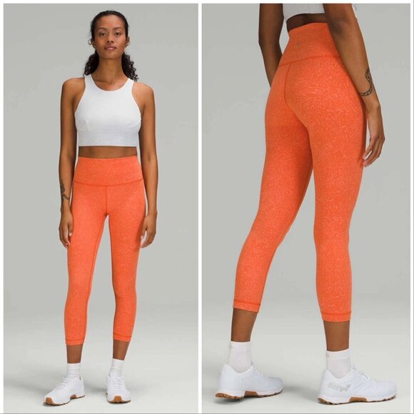 Lululemon Wunder Train High-Rise Crop 23" Crunch Warm Coral - Picture 1 of 5